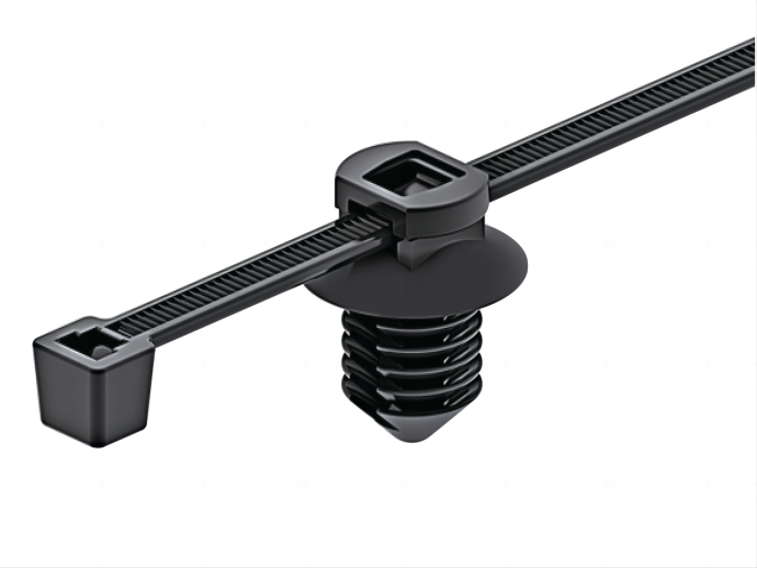 帶圓盤和杉樹頭的分體式固定紮帶， 適用於圓孔